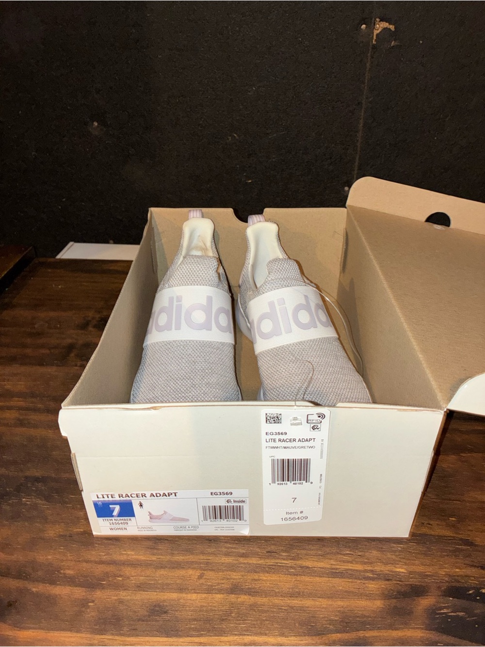 adidas Lite Racer Adapt Slip-On Sneakers - Light Pink and White